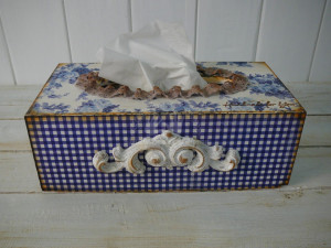 Box na kapesníky MODRÁ KOCKA